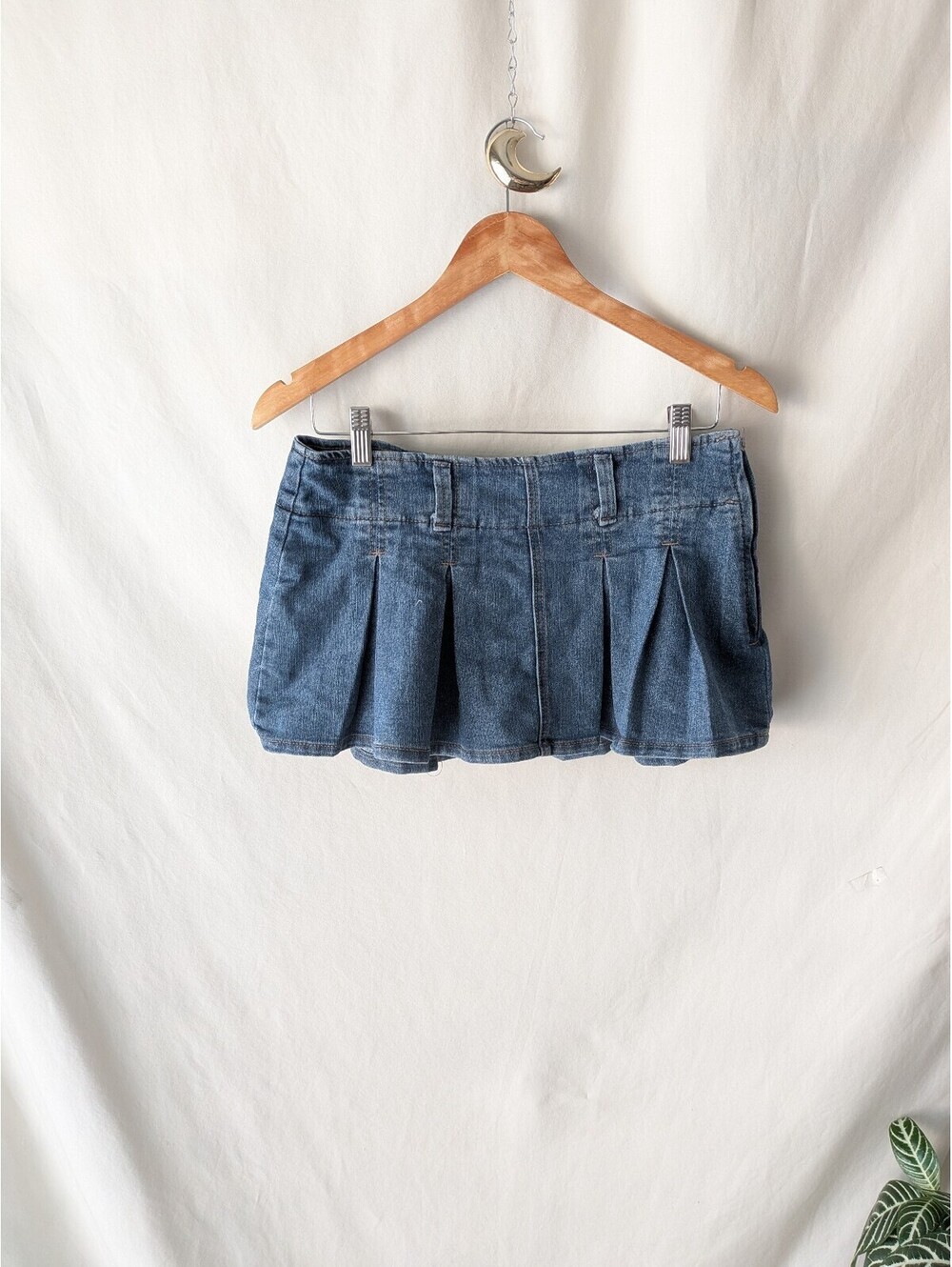 Almost Famous Blue Denim Pleated Micro Mini Skort Size S